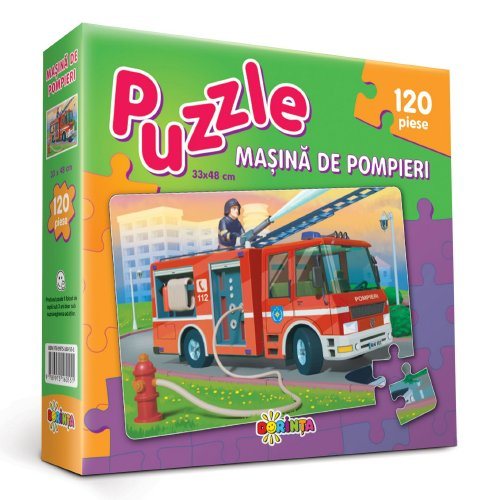Puzzle - Mașina de Pompieri (120 de piese)