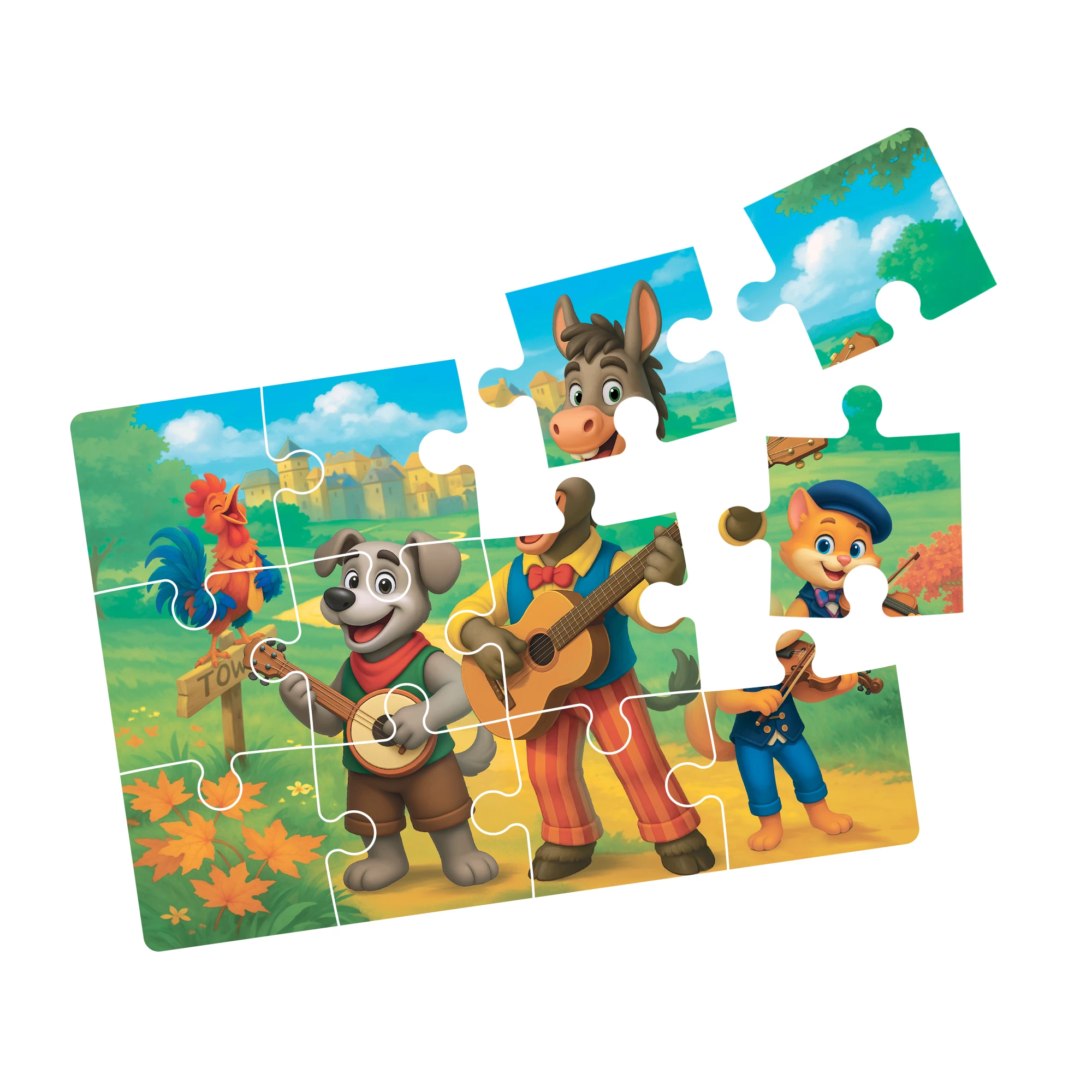 Puzzle 4in1, Muzicantii din Bremen