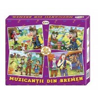 Puzzle - Muzicanții din Bremen (4 imagini în cutie)