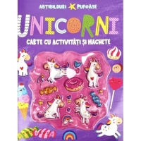 Unicorni - Abtibilduri pufoase. Carte cu activitati si machete.