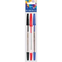 Pix Cu Bila Centrum Pioneer 0.5 Mm Albastru, Negru, Rosu 3 Buc/Set